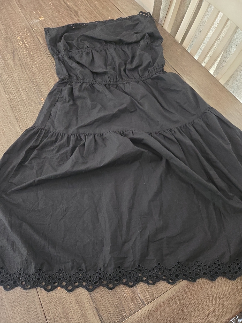 NWT Time and Tru Black Strapless Eyelet Tiered Midi Dress Sizes XS S M L XL - Picture 5 of 13